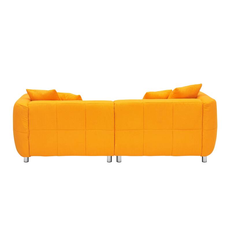 89" 3-Seater Sofa - Modern Living Room Couch with Solid Wood Frame, Metal Legs & 4 Pillows