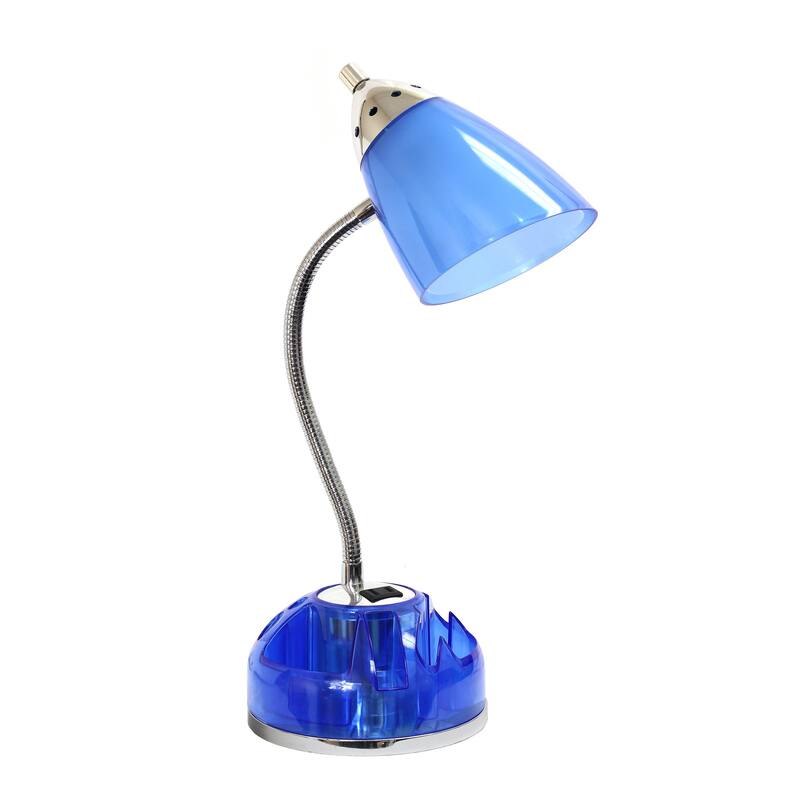 19.5 in. Clear Blue Finish Table Lamp with Blue Shade, Desk Lamp for Writing and Computer Desks