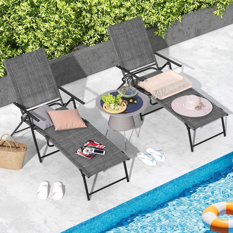 Costway 2 Piece Patio Folding Chaise Lounge Chairs with 6-Level - See Details
