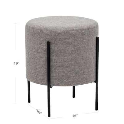 WOVENBYRD 16" Modern Round Ottoman with metal base
