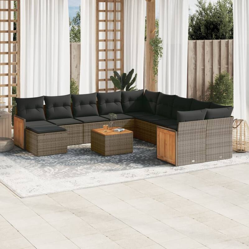 vidaXL Garden Sofa Set Black - 21.7 x 21.7 x 14.6