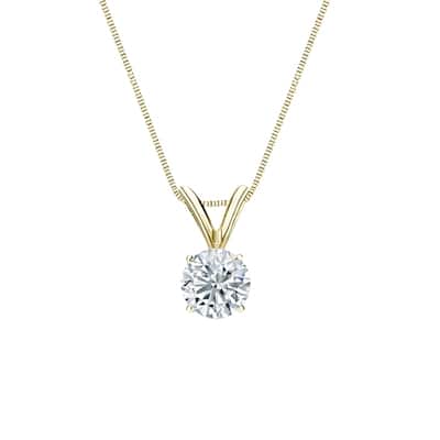 Auriya 18-karat Gold 0.45ctw Round Solitaire Lab Grown Diamond Necklace 4-Prong Basket (D-E VVS) - 0.45