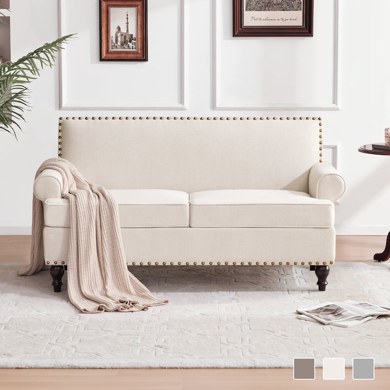 Uniquely Designed Riveted Fabric Sofa, Single Chair Loveseat