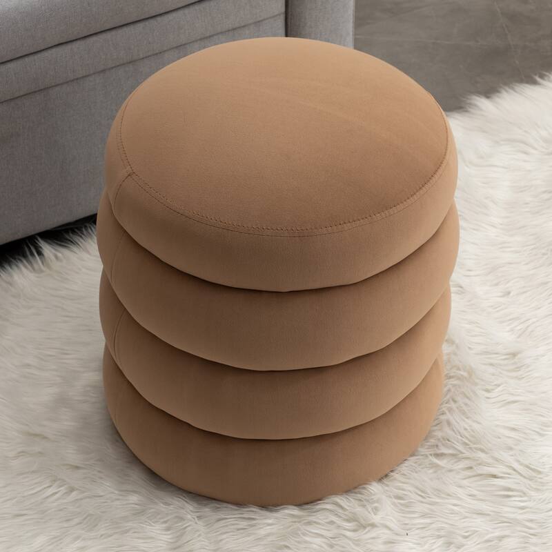 Velvet Round Footrest Ottoman