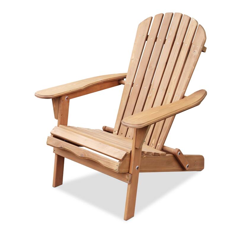 Outdoor Wooden Folding Adirondack Chair with stained Pre assembled panels
