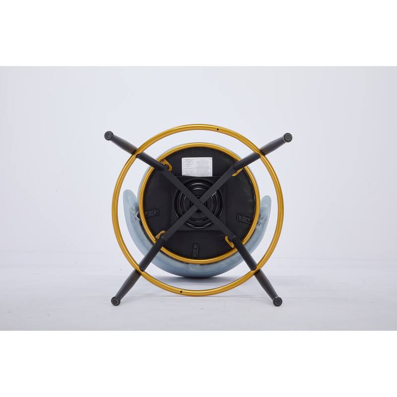 Set of 2 Contemporary Bar Stools with Rounded Padded Velvet Seat and Swivel Function