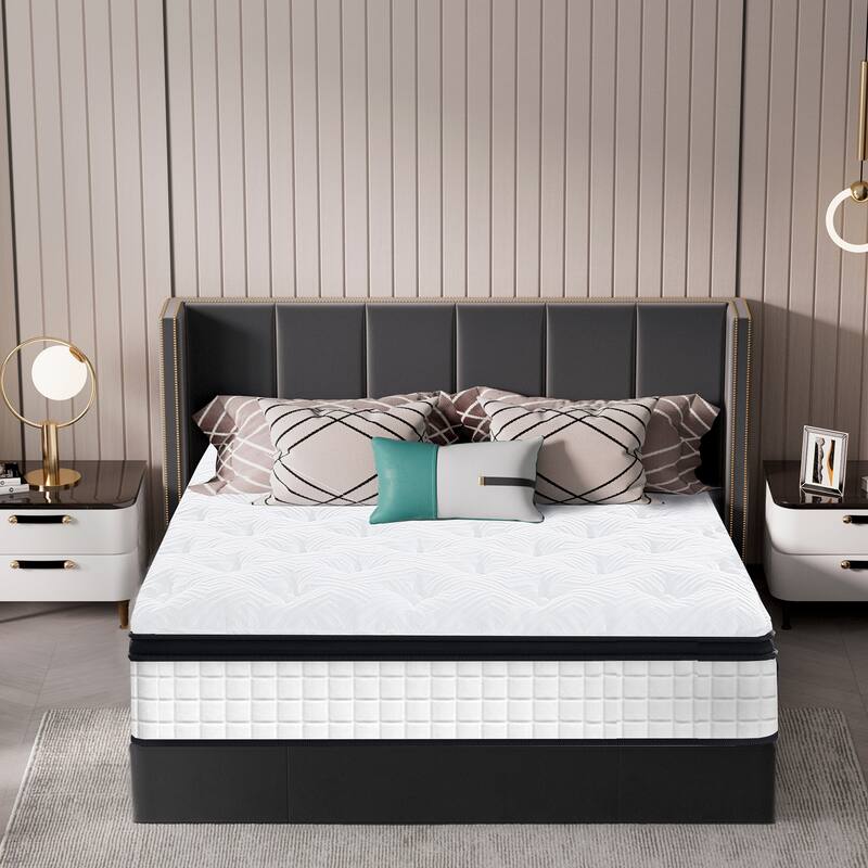 Full Size 12 Inch Certipur-Us Cool Memory Foam Oeko-Tex 100 Knitted Cover Individual Pocket Spring Hybrid Mattress In A Box