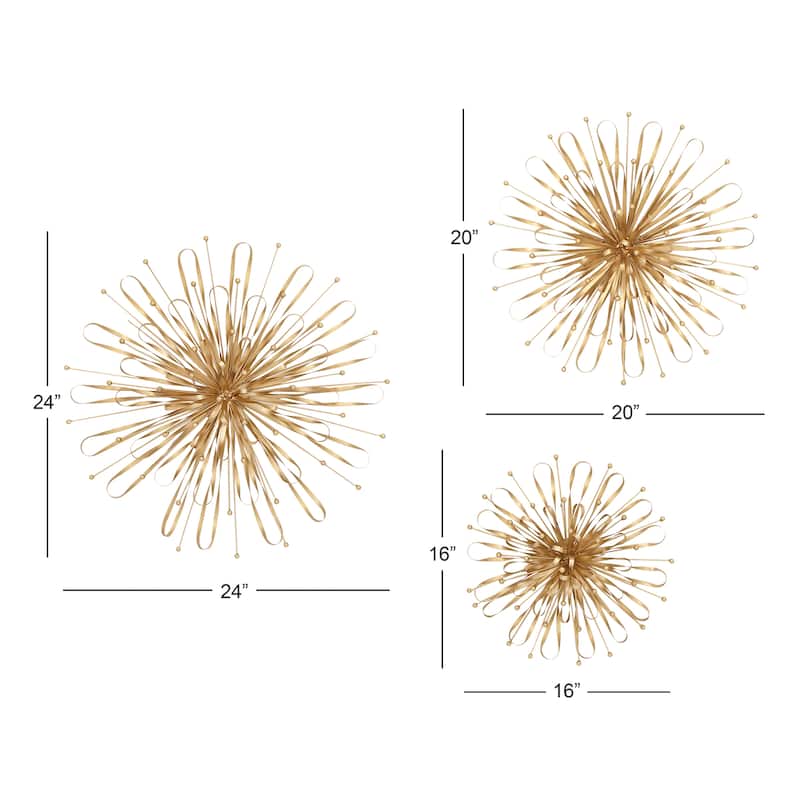 Benzara Gorgeous Orb Gold Metal Wall Decors (Pack of 3)
