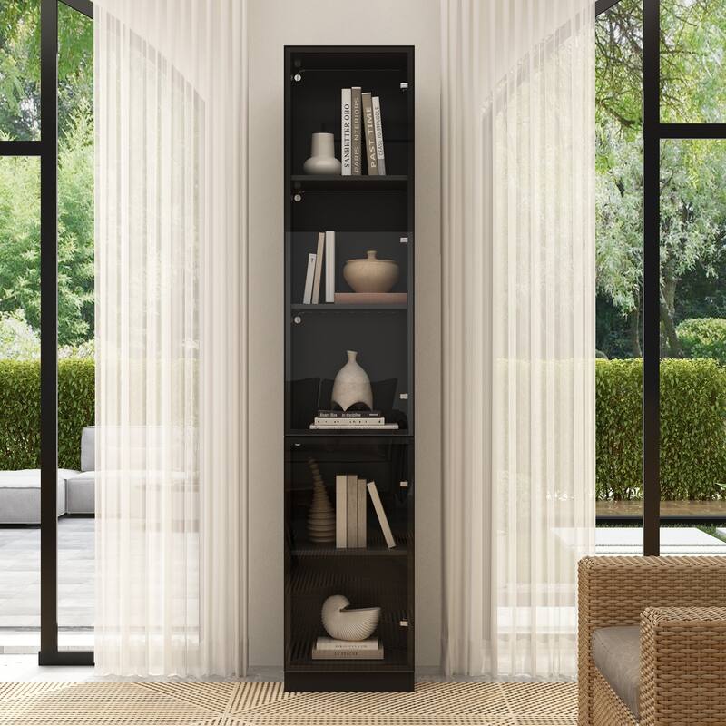 Tall Modular Display Storage Cabinet Bookcase w/Light Home Office