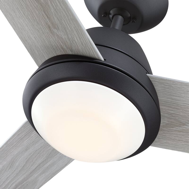 52-inch Matte Black 3-Blade LED Ceiling Fan with Light and Wall Control