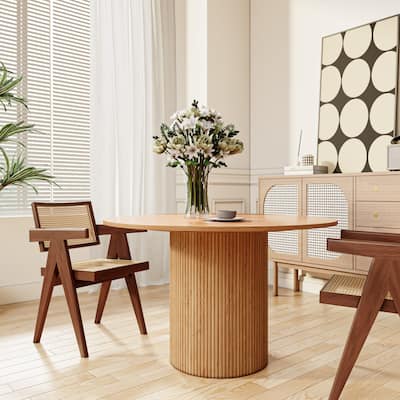Round Dining Table Modern Farmhouse Breakfast Table for 4-8