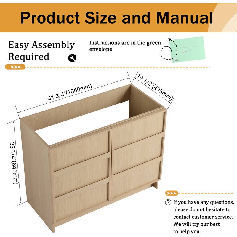 Malwee 36"/42"/48" FreeStanding Bathroom Vanity Without Sink