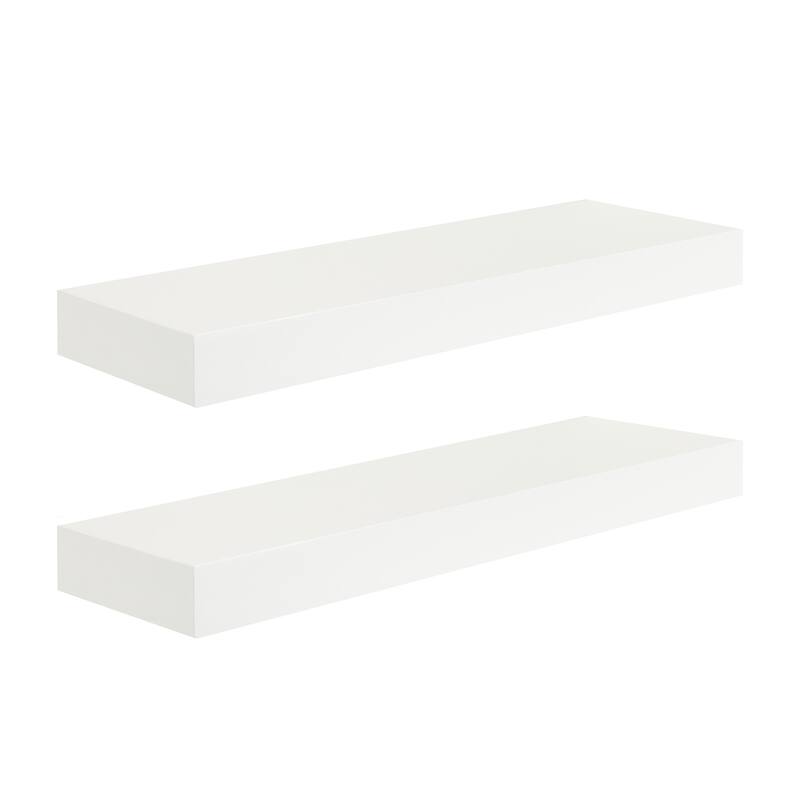 Kate and Laurel Havlock Wood Shelf Set - 2 Piece 24 Inch - White