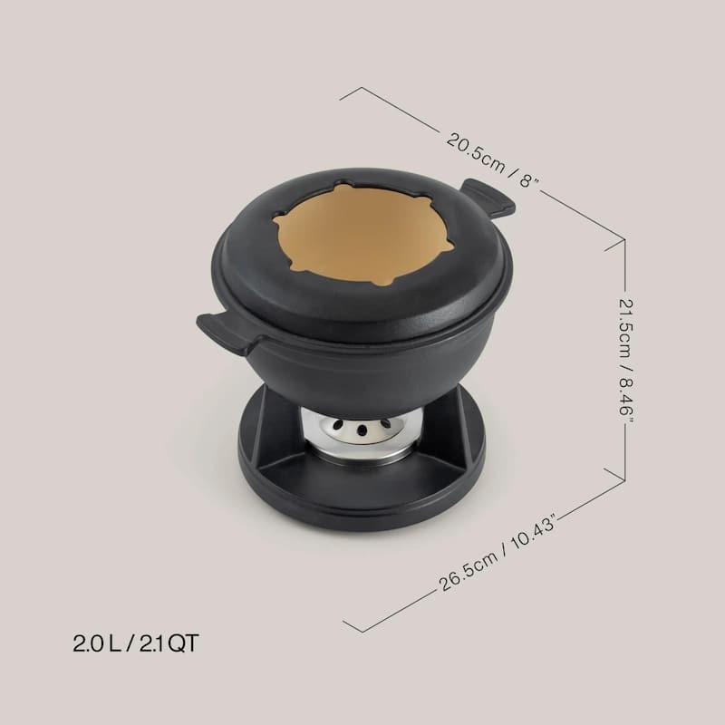 Swissmar Lucerne Black 3-in-1 Cast Iron Fondue Set Black