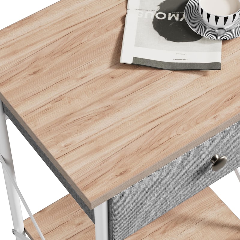 Javlergo X-Frame Nightstand with Removable Fabric Drawer 1 or 2-Pack Options Small Space Nightstand with Open Shelf for Bedroom