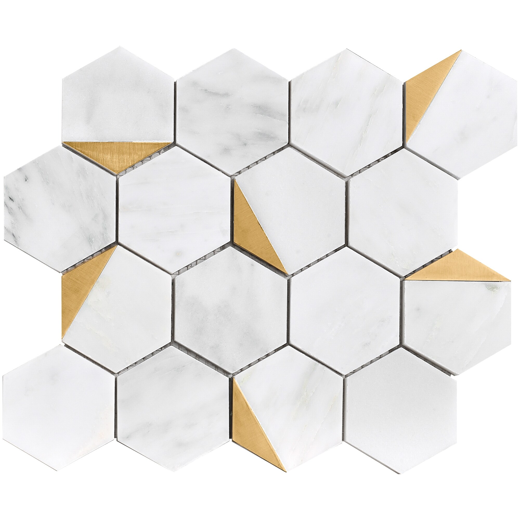 https://ak1.ostkcdn.com/images/products/is/images/direct/b6cff67ac9b712ed3e7adf2cf3ded46e6ded1201/TileGen.-Natural-Bianco-3%22-x-3%22-Hexagon-Metal-and-Marble-Mosaic-Tile-in-Gold-White-Wall-Tile-%2810-sheets-8.5sqft.%29.jpg