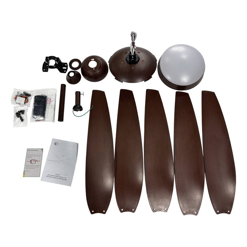 56'' Neutral Red Indoor Ceiling Fan with Light Remote