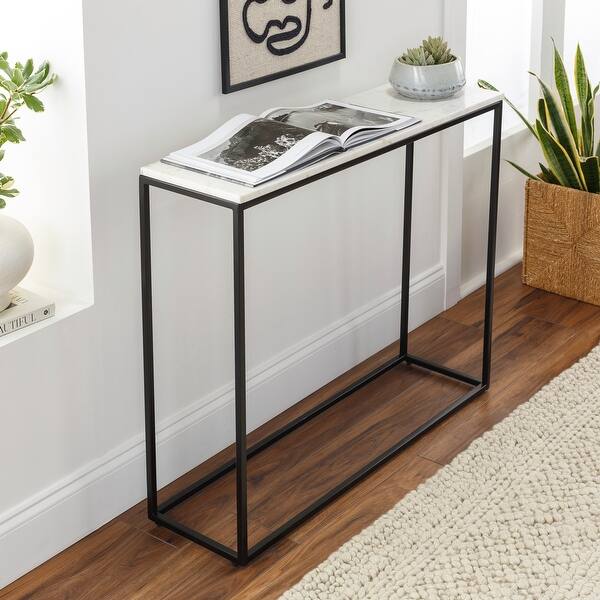 Tenya Modern Classic Mixed Material Frame Console Table 29"H x 34"W x