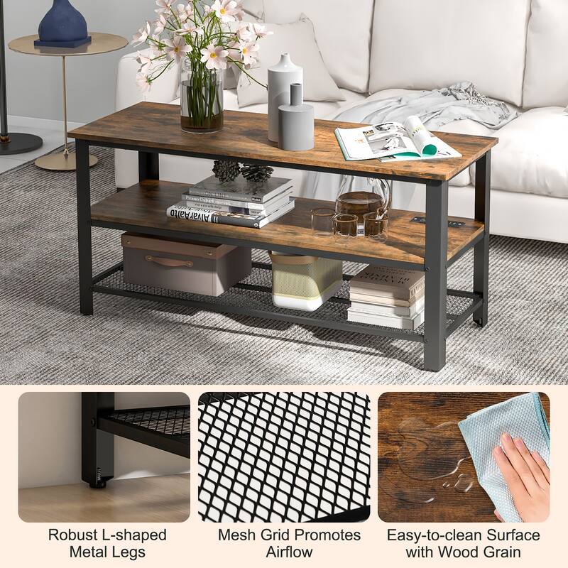 Gymax 3-tier TV Stand for TVs up to 50 Inches w/ Power Outlets USB