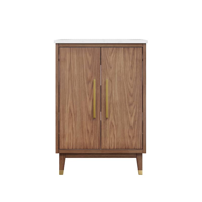 24-Inch Minimalist Bathroom Vanity with Sink - Chestnut