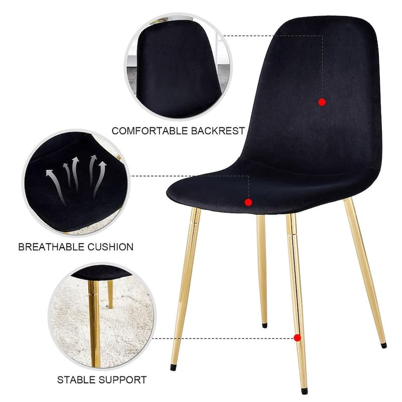 Modern Dining Room Kitchen Dining Chair with Black Metal Legs