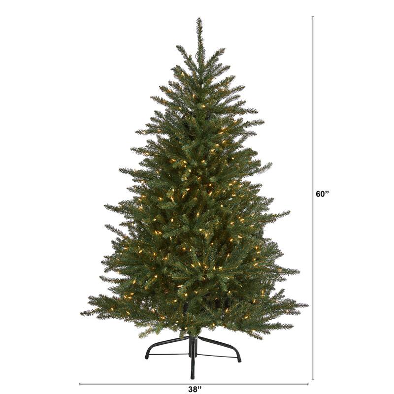 5Ft Artificial Christmas Tree with Lights - Holiday Decor, Full & Realistic Tree, Indoor Xmas Tree, Festive Home Accent
