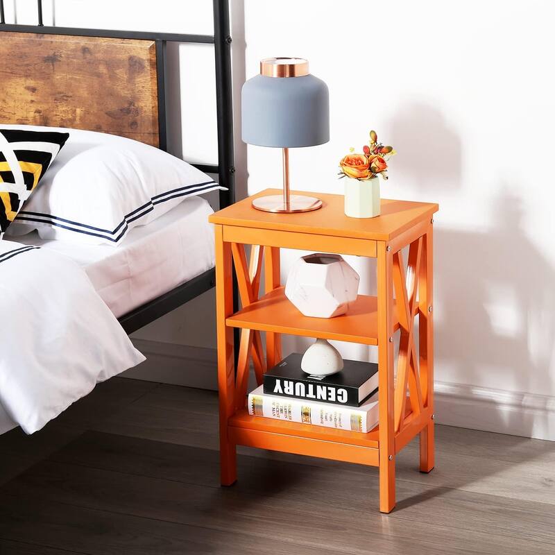 VECELO Modern Nightstand with 3-tier Storage Shelves