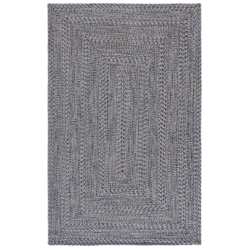 SAFAVIEH Handmade Braided Fatimah Washable Indoor/Outdoor Rug - Weather Resistant & Easy Cleaning - 5' x 8' - Navy/Ivory