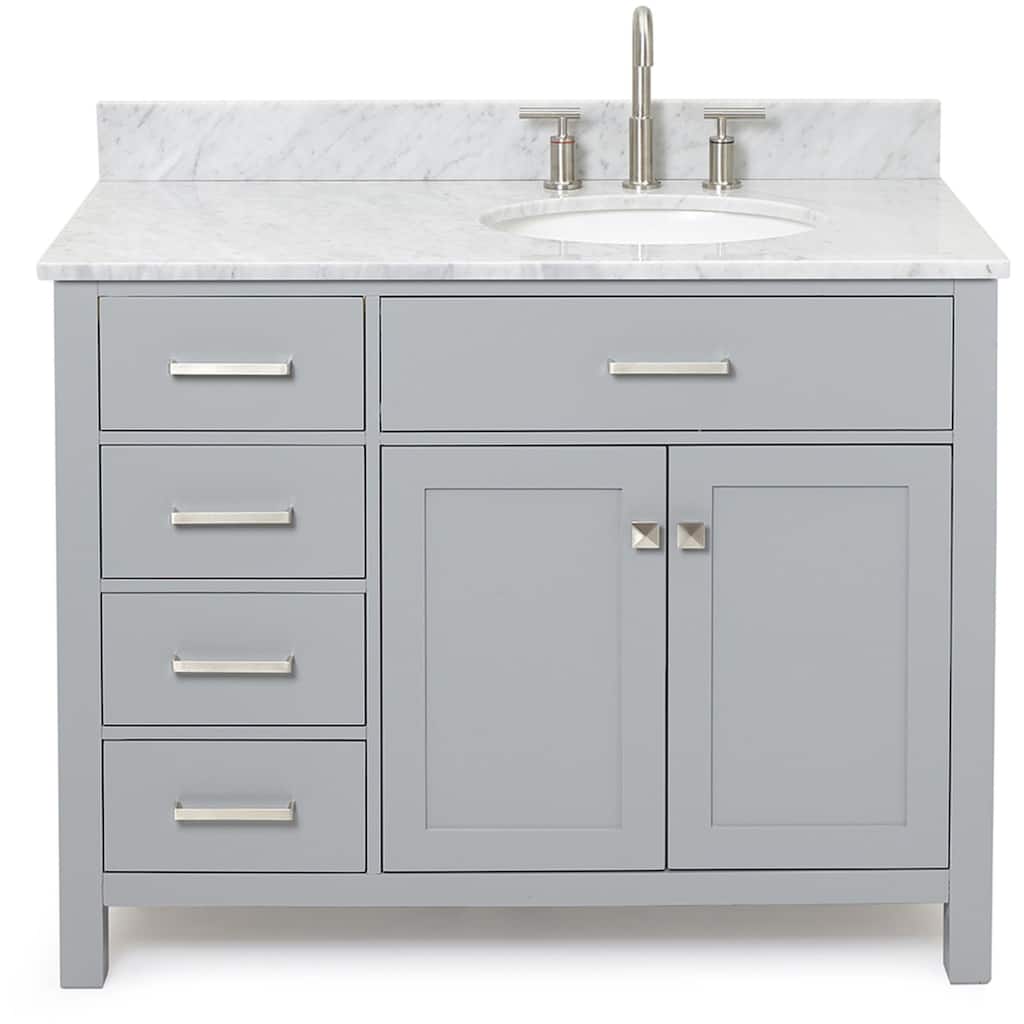 Ariel H043SRCW2OVO Bristol 42" Thick Carrara Marble Vanity Top