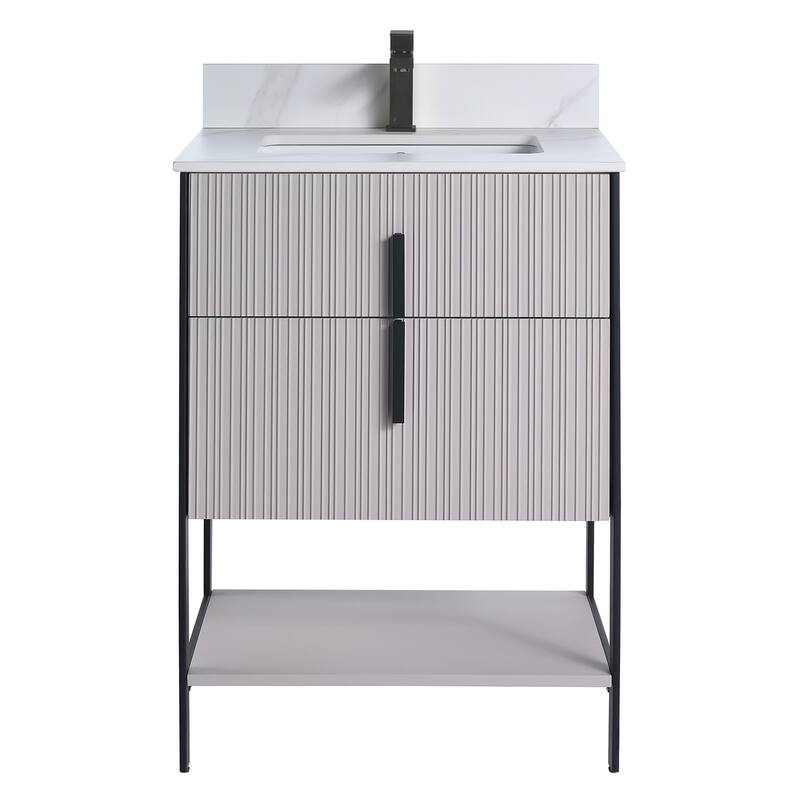 Fine Fixtures Serenity Modern Bathroom Vanity with White Carrara Stone Top