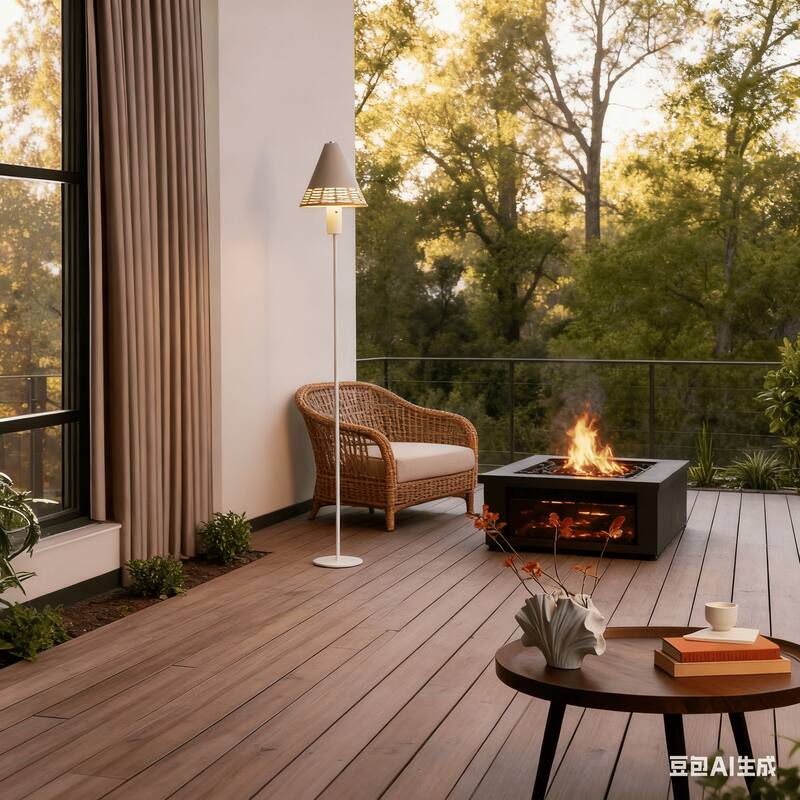 Rechargeable Linen and Rattan Floor Lamp