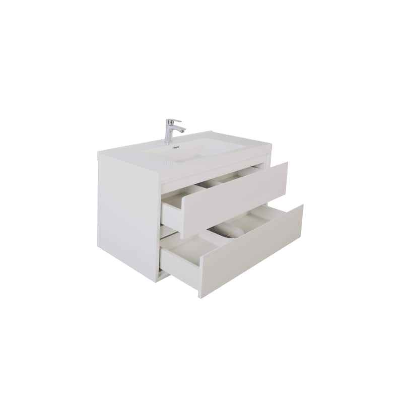 Sage 24" wall mounted bathroom vanity with single basin acrylic top