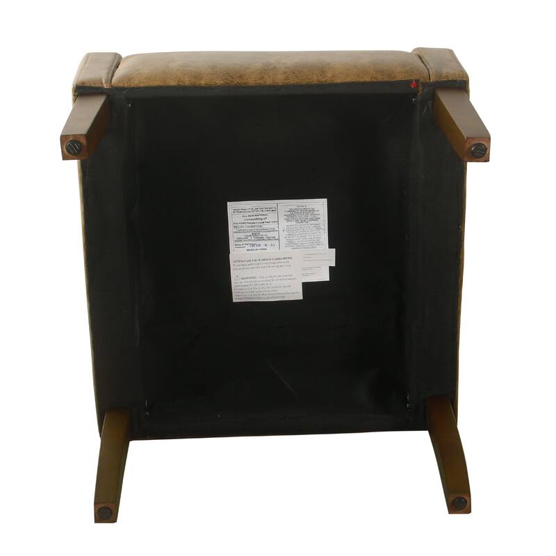 Accent Chair, Distressed Brown Faux Leather with Sloped Arms