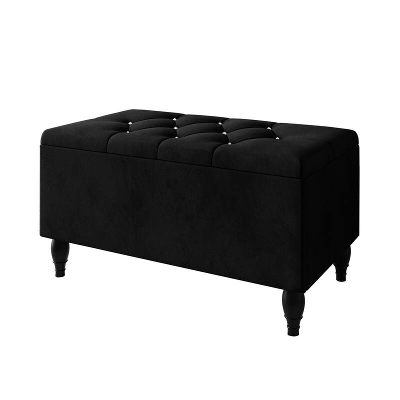 CraftPorch 2 Piece Bedroom Bench Set Velvet Wingback Upholstered Bed