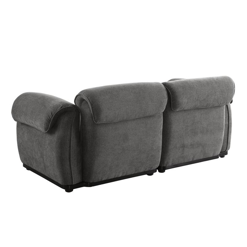 68.5" Chenille Modular Sofa - Fashionable Small Sectional with Iron Frame for Living Room, Bedroom