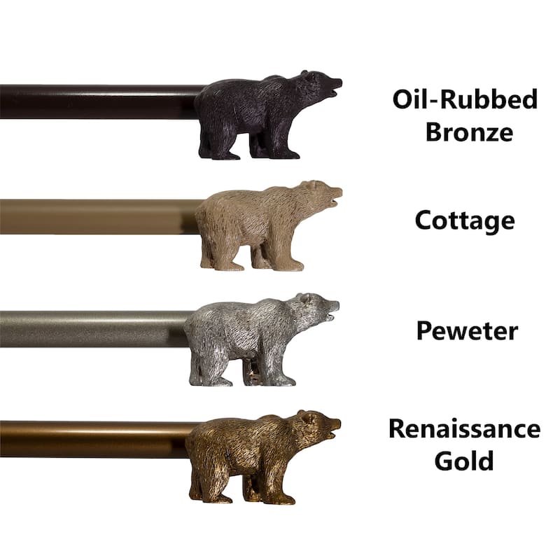 Farmhouse Bear 3/4" Curtain Rod Adjustable Designer Window Treatment Set