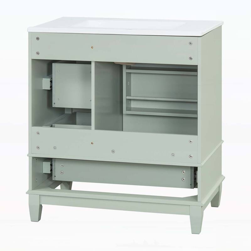 Freestanding Vanity Set with Shelf and Three Drawers,Soft Close Door