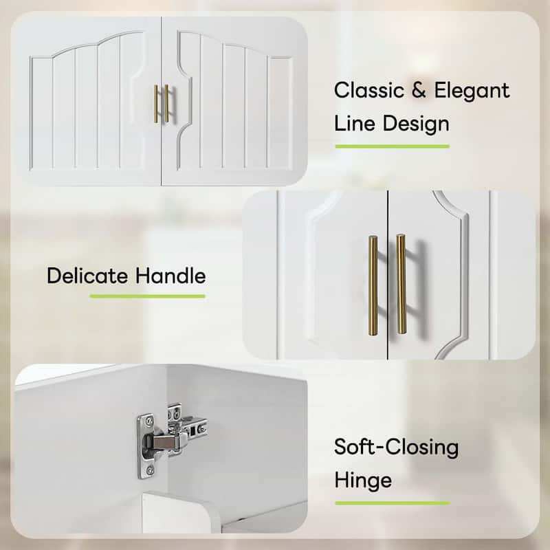 36 Inch Bathroom Vanity with Ceramic Sink,Soft Closing Doors,and Wood Frame for Elegant Storage