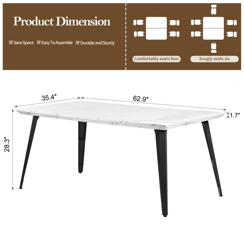 Homy Casa 5-Piece Modern Dining Set with Rectangular Table and Upholstered Side Chairs