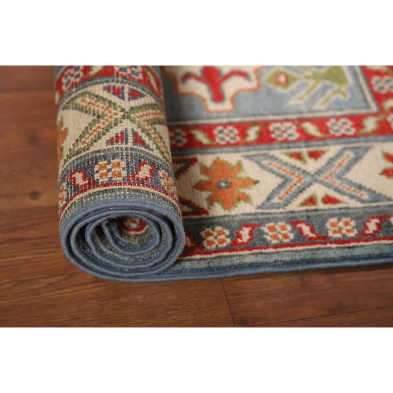 Blue Kazak Foyer Rug Hand-Knotted Accent Wool Carpet - 2'6"x 4'0"