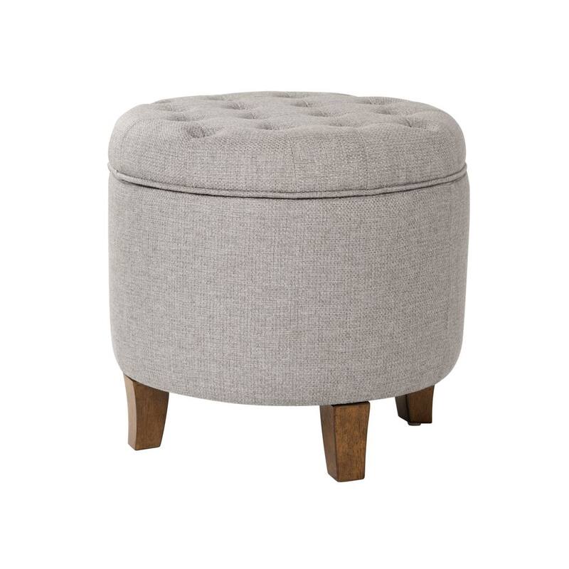 Carson Carrington Hare Button-tufted Round Storage Ottoman