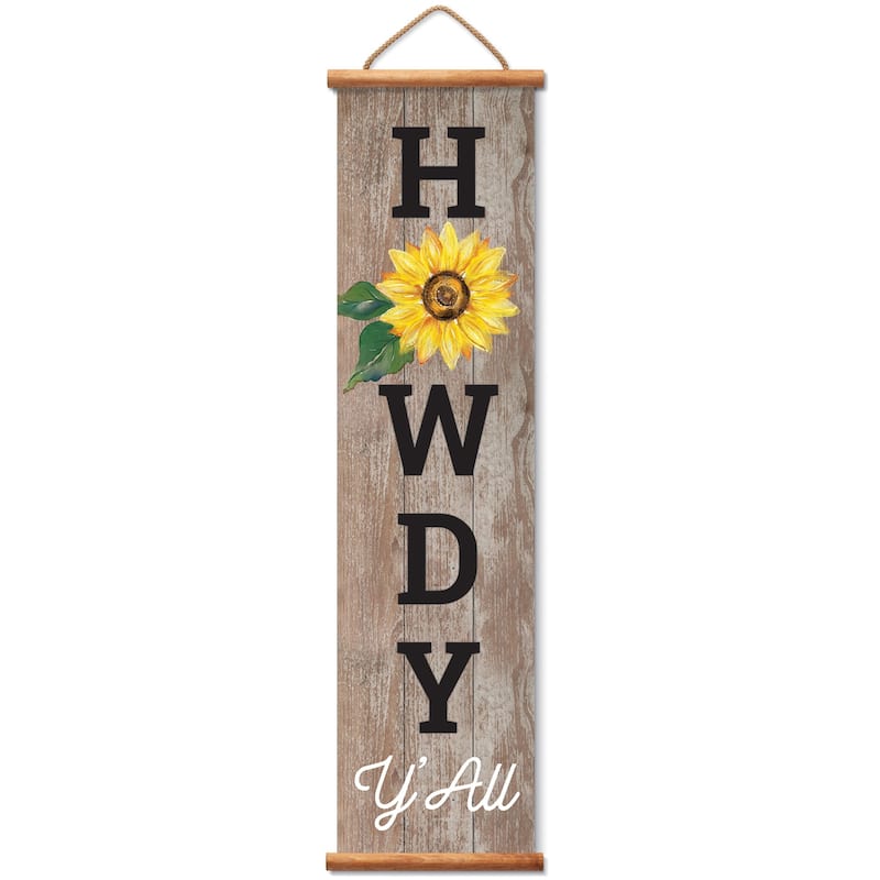 Howdy Indoor/Outdoor Vinyl Hanging Entryway Sign Made in the USA Reusable Easy Wipes Clean Easy Storage - Multi