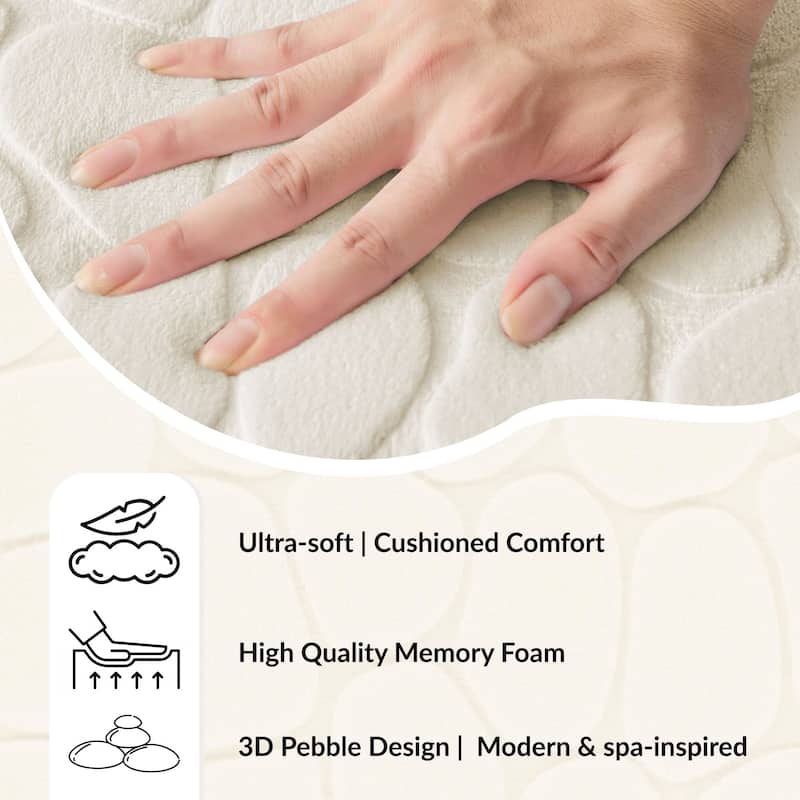 Memory Foam Runner Bath Mat Pebble Design 48x18