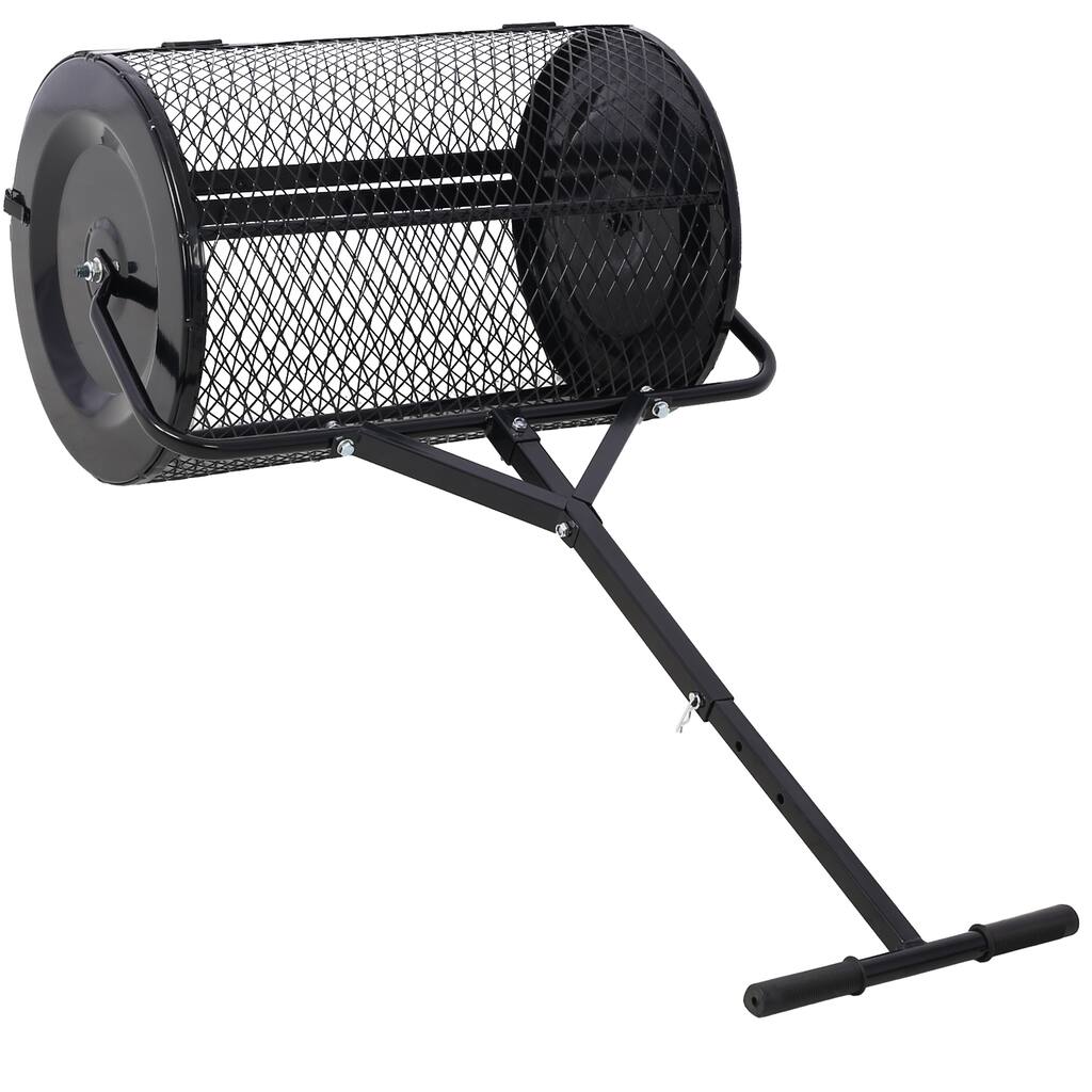 Peat Moss Spreader 24 inch, T shaped Handle for planting seeding, Lawn and Garden Care Manure Spreaders Roller