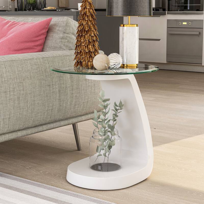 Crescendo Modern 22-inch Glass Top Round Side Table by Furniture of America