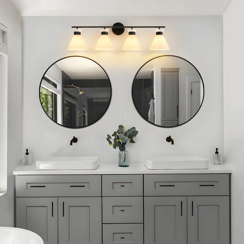 Dimmable Bathroom Vanity Light with Glass Shade