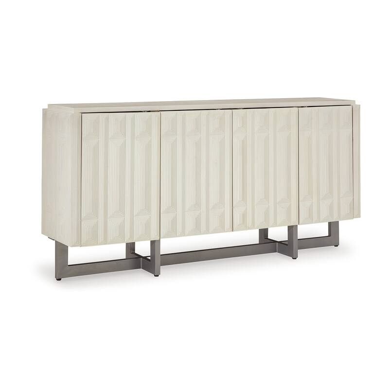 Signature Design by Ashley Ornawel Distressed White Accent Cabinet - 72.25" W x 16.38" D x 36.5" H