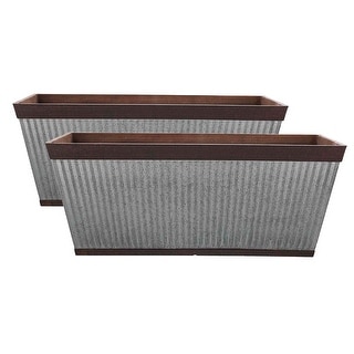 Southern Patio 24" Westlake Deck Rail Garden Planter, Rustic Galvanized (2 Pack) - 3.9