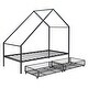 preview thumbnail 10 of 28, Twin Size Metale Floor Bed Frame w/ Roof Design for Kids Bedroom
