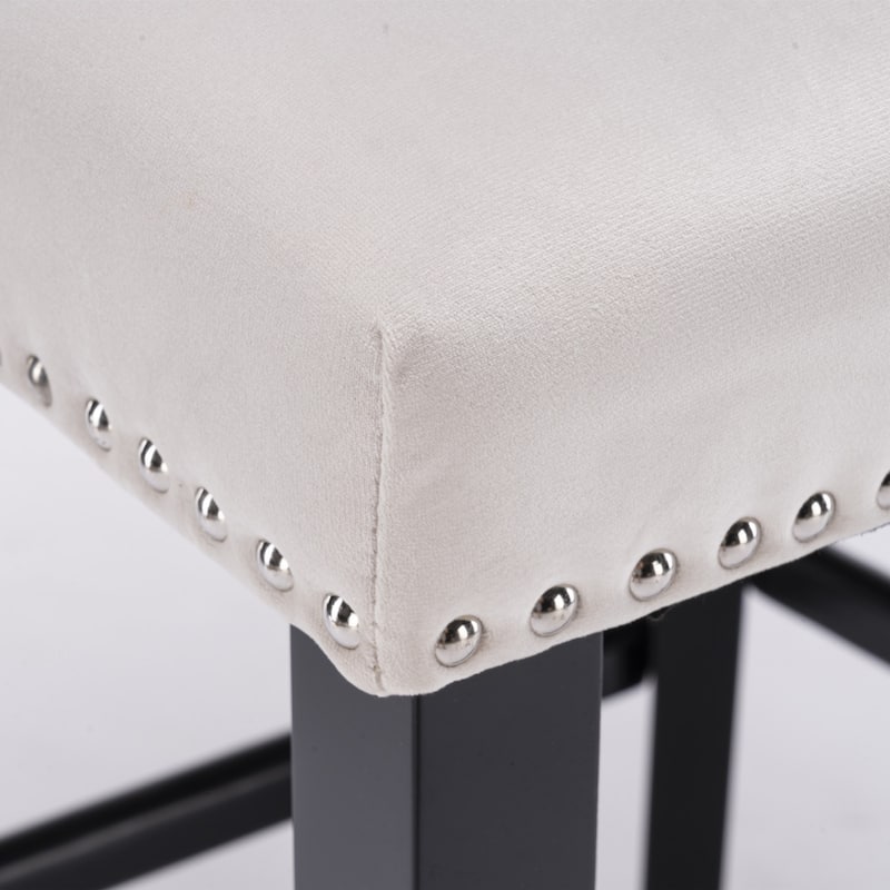 Contemporary Velvet Upholstered Wing-Back Barstools with Button Tufted Decoration Leisure Style Bar Chairs